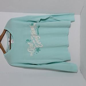 Disney Parks Women's Green White "Girl That Has Everything" Top, L